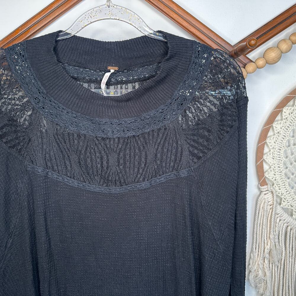 Free People Black Spring Valley Long Sleeve Top - Picture 3 of 5